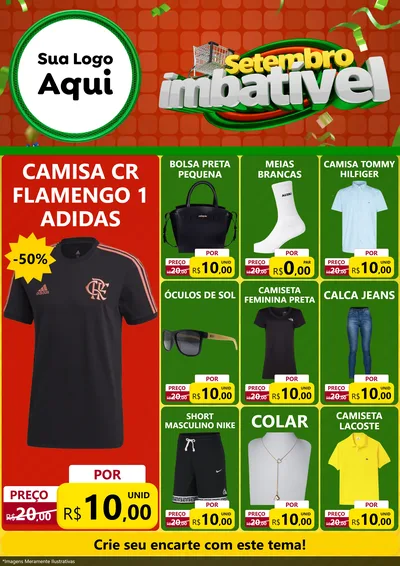 Modelo de Encarte para Encarte A4 Vertical com o tema Setembro Imbatível para Roupas e acessórios