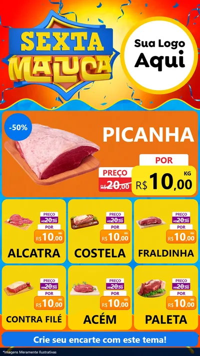Modelo de Rede Social para Stories com o tema Sexta Maluca para Açougue