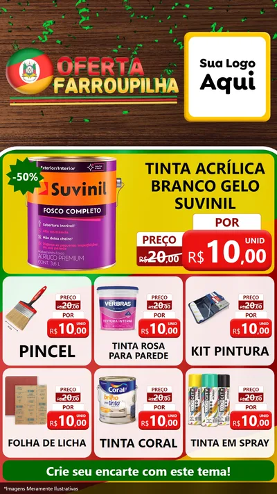 Modelo de Rede Social para Stories com o tema Oferta Farroupilha para Tintas e Ferramentas