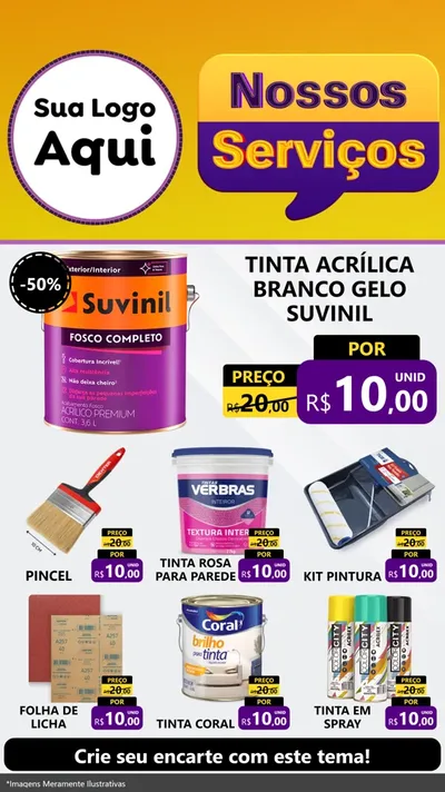 Modelo de Rede Social para Stories com o tema Nossos Serviços para Tintas e Ferramentas