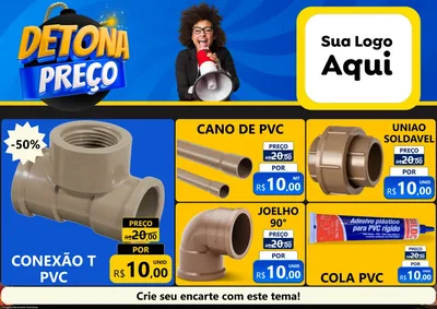 Modelo de Encarte para Encarte A4 Horizontal com o tema Detona Preços para Tubos e conexões