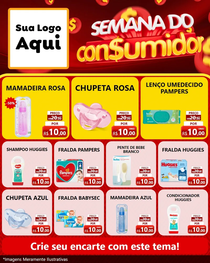 Modelo de Rede Social para Feed Instagram com o tema Semana do Consumidor para Bebês