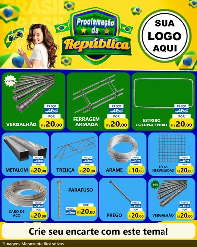 Modelo de Rede Social para Feed Instagram com o tema Proclamação da República para Ferragens