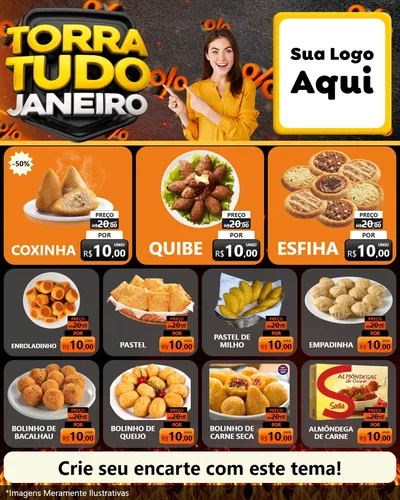 Modelo de Rede Social para Feed Instagram com o tema Torra Tudo Janeiro para Salgadaria