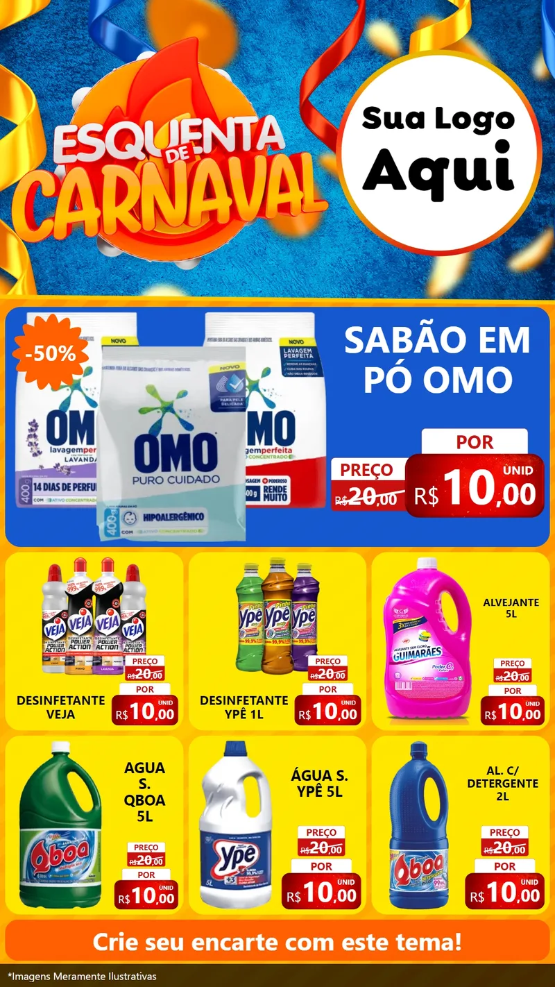 Modelo de Rede Social para Stories com o tema Esquenta de Carnaval para Produtos de Limpeza