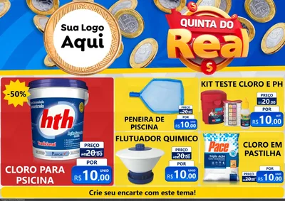 Modelo de Encarte para Encarte A4 Horizontal com o tema Quinta do Real para Produtos para Piscina