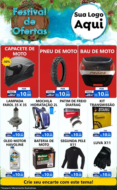 Modelo de Encarte para Encarte Grande com o tema Festival de Ofertas - Inverno para Moto peças