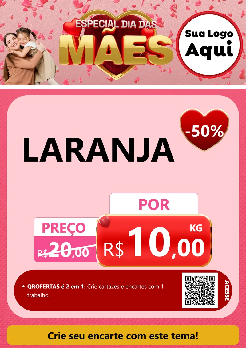 Modelo de Cartaz para Cartaz A4 Vertical com o tema Especial Dia Das Mães para Hortifrúti