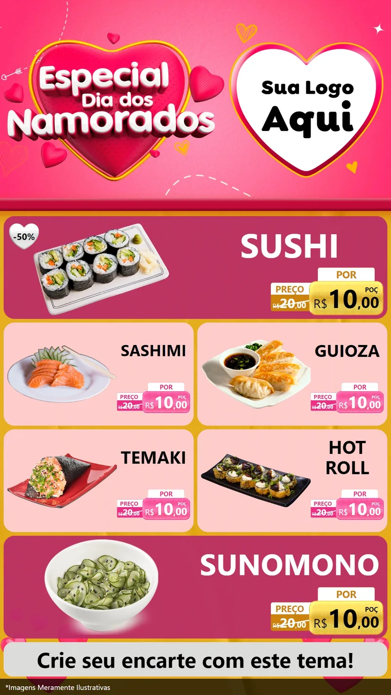 Modelo de TV para TV Vertical com o tema Especial Dia dos Namorados para Comida japonesa