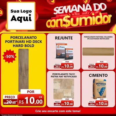 Modelo de Rede Social para Feed Facebook com o tema Semana do Consumidor para Pisos e revestimentos