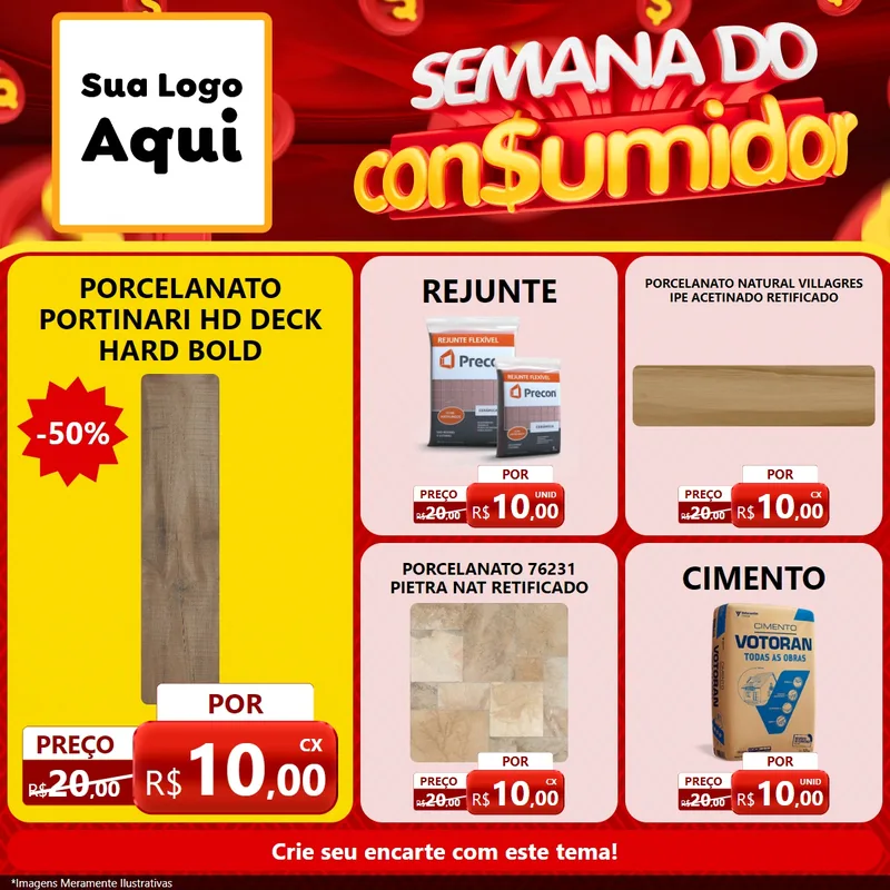 Modelo de Rede Social para Feed Facebook com o tema Semana do Consumidor para Pisos e revestimentos