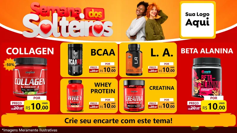 Modelo de TV para TV Horizontal com o tema Semana dos Solteiros para Suplementos alimentares