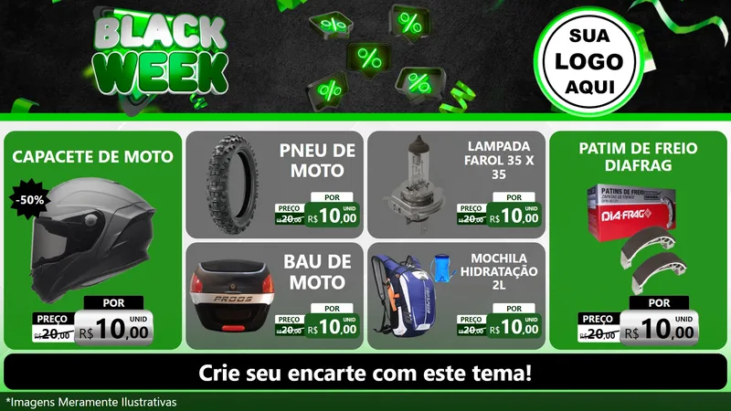 Modelo de TV para TV Horizontal com o tema Black Week para Moto peças