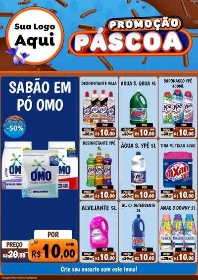 Modelo de Encarte para Encarte A4 Vertical com o tema Promoção Páscoa para Produtos de Limpeza