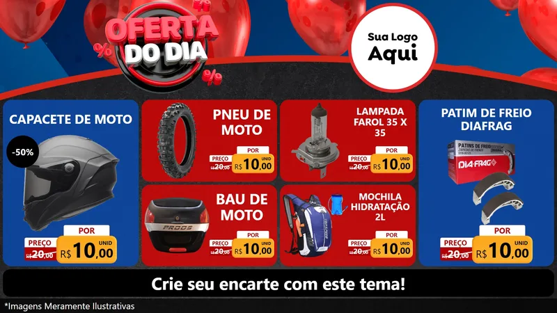 Modelo de TV para TV Horizontal com o tema Oferta do Dia para Moto peças