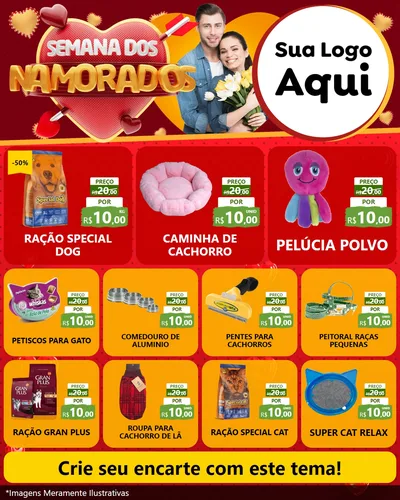 Modelo de Rede Social para Feed Instagram com o tema Semana dos Namorados para Pet Shop