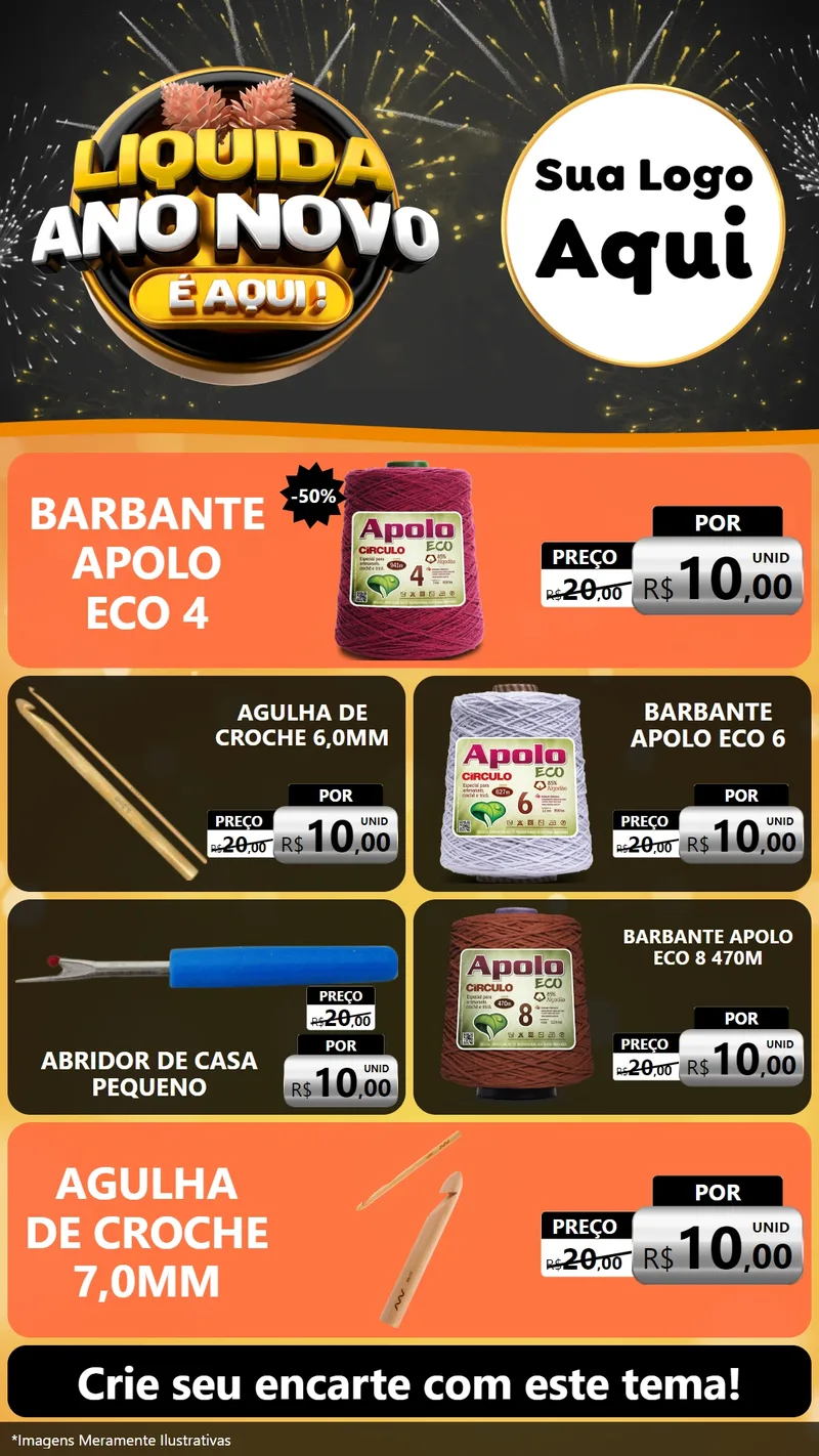 Modelo de TV para TV Vertical com o tema Liquida Ano Novo É Aqui! para Armarinho e Aviamentos