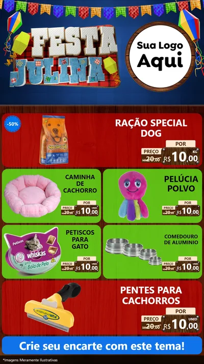 Modelo de TV para TV Vertical com o tema Festa Julina para Pet Shop