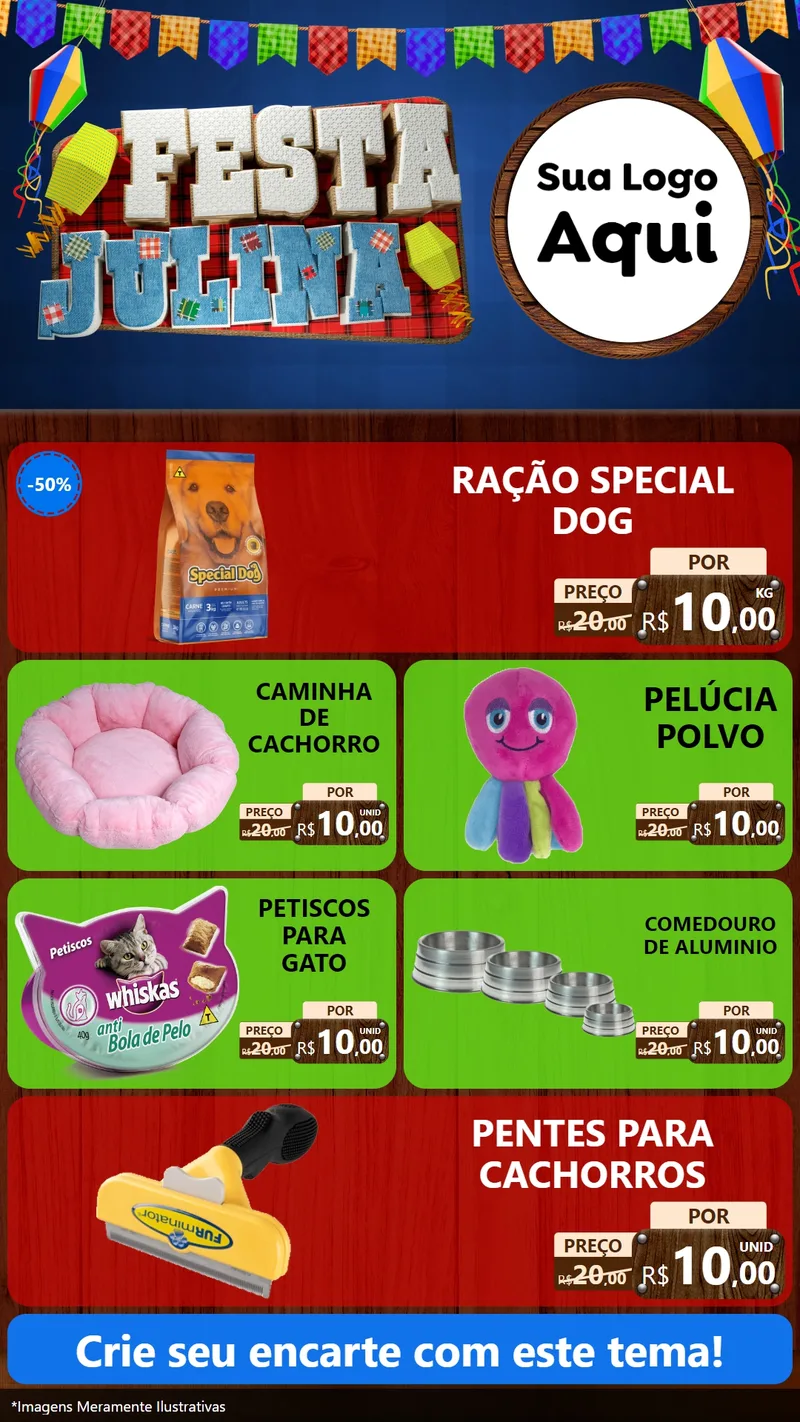 Modelo de TV para TV Vertical com o tema Festa Julina para Pet Shop
