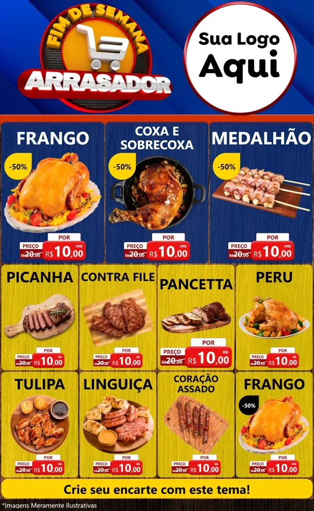 Modelo de Encarte para Encarte Grande com o tema Fim De Semana Arrasador para Assados