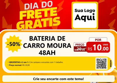Modelo de Cartaz para Cartaz A4 Horizontal com o tema Dia do Frete Grátis para Baterias Elétricas