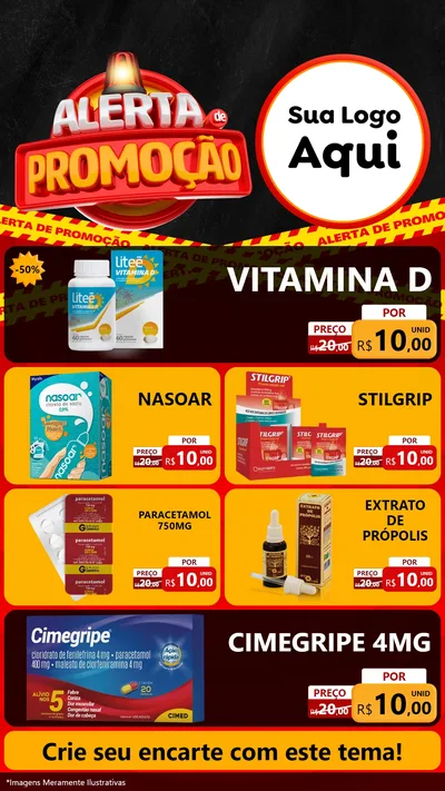 Modelo de TV para TV Vertical com o tema Alerta de Promoção para Farmácia