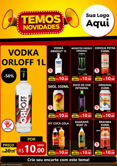 Modelo de Encarte para Encarte A4 Vertical com o tema Temos Novidades para Distribuidora de bebidas