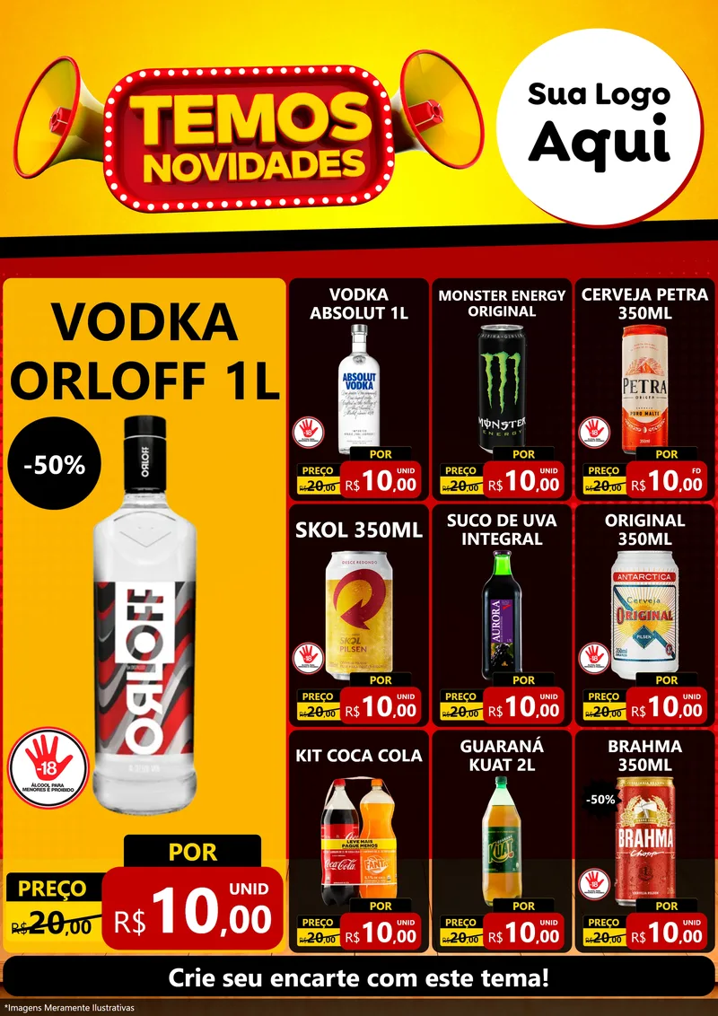 Modelo de Encarte para Encarte A4 Vertical com o tema Temos Novidades para Distribuidora de bebidas