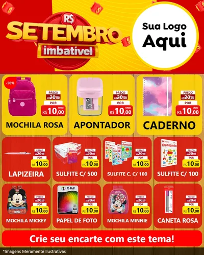 Modelo de Rede Social para Feed Instagram com o tema Setembro Imbatível para Papelaria