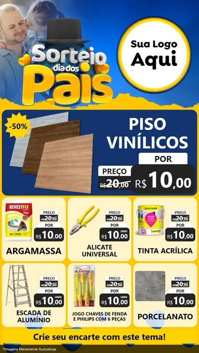 Modelo de Rede Social para Stories com o tema Sorteio Dia Dos Pais para Material para Construção
