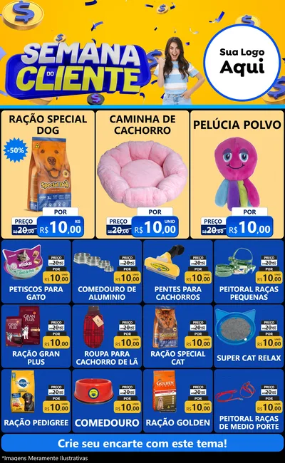 Modelo de Encarte para Encarte Grande com o tema Semana do Cliente para Pet Shop