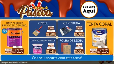 Modelo de TV para TV Horizontal com o tema Ofertas de Páscoa para Tintas e Ferramentas