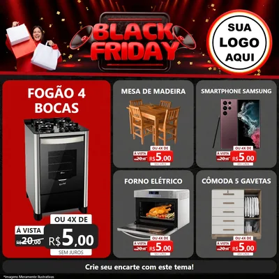 Modelo de Rede Social para Feed Facebook com o tema Black Friday para Móveis e Eletro
