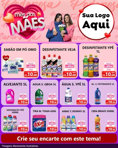 Modelo de Rede Social para Feed Instagram com o tema Mês Das Mães para Produtos de Limpeza