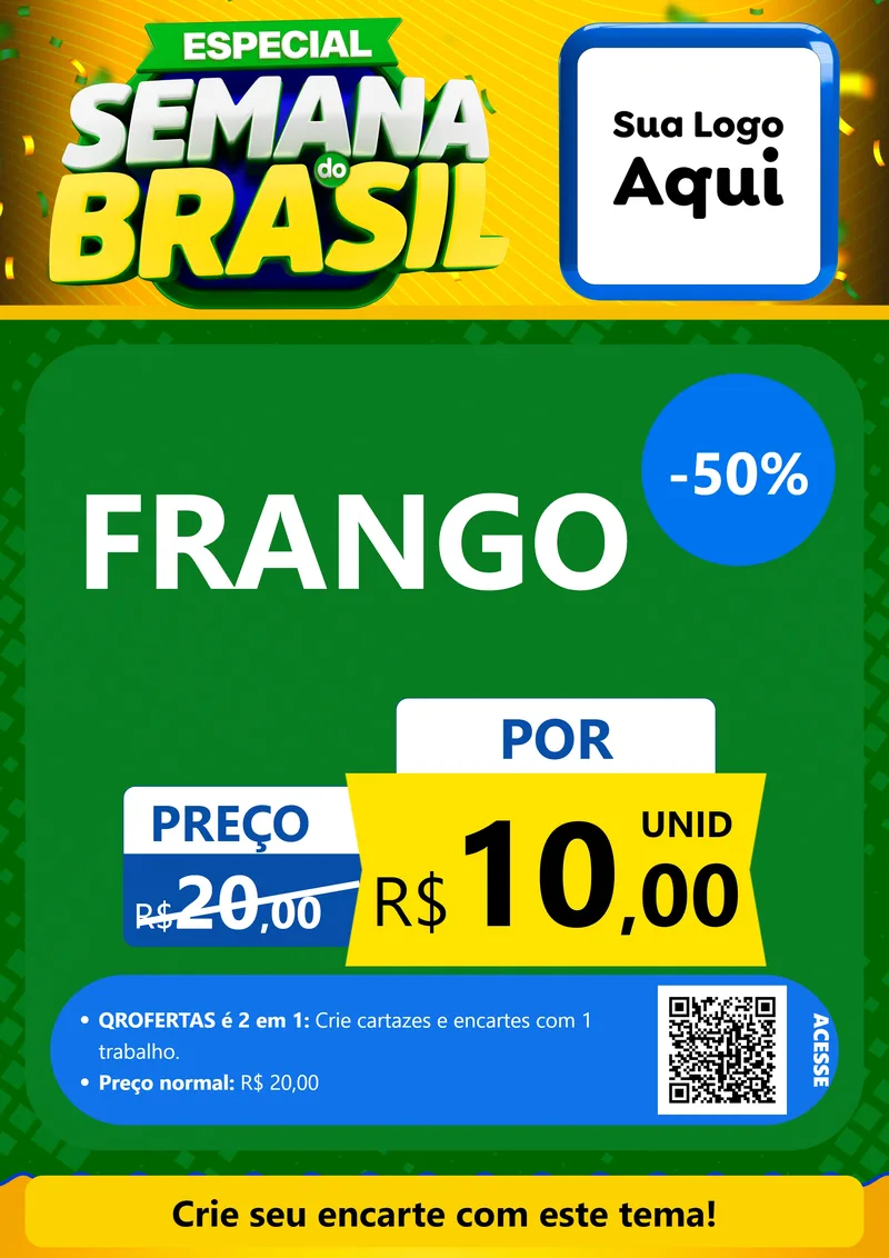 Modelo de Cartaz para Cartaz A4 Vertical com o tema Especial Semana do Brasil para Assados