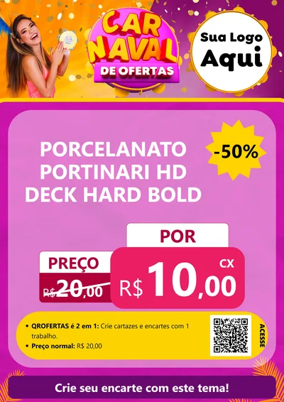 Modelo de Cartaz para Cartaz A4 Vertical com o tema Carnaval de Ofertas para Pisos e revestimentos