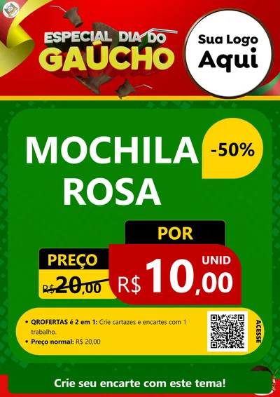 Modelo de Cartaz para Cartaz A4 Vertical com o tema Especial Dia do Gaúcho para Papelaria