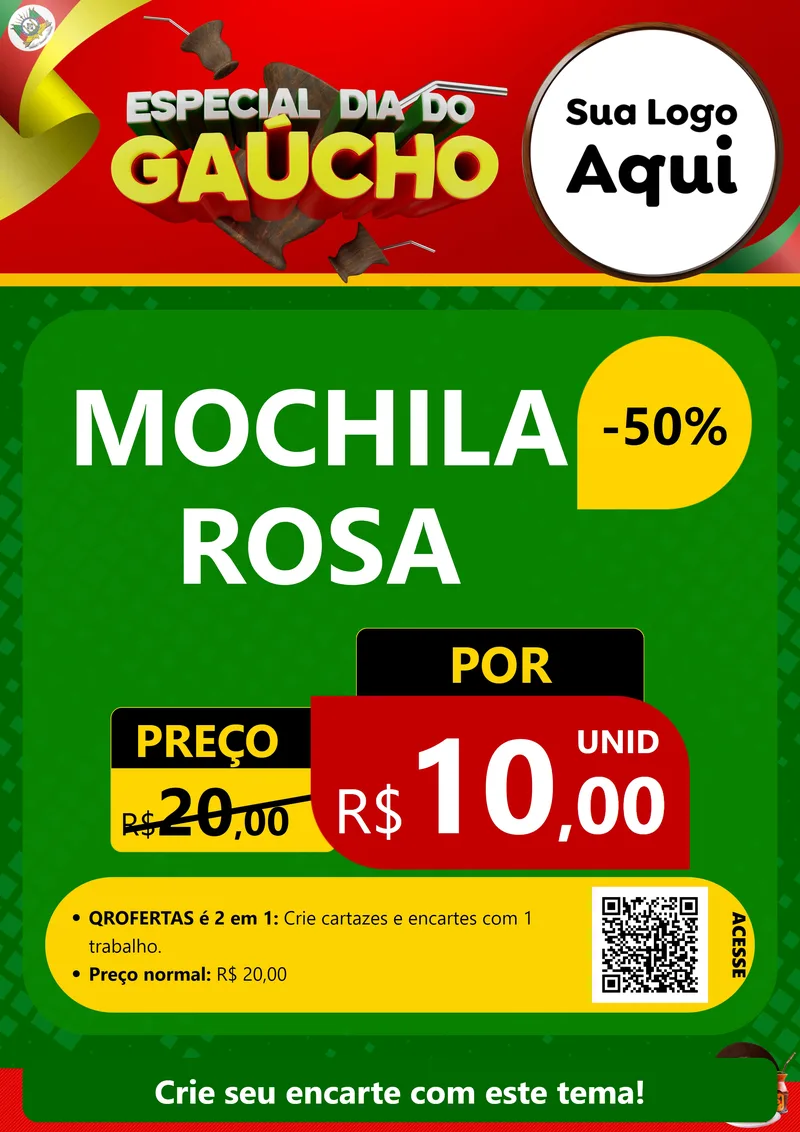 Modelo de Cartaz para Cartaz A4 Vertical com o tema Especial Dia do Gaúcho para Papelaria