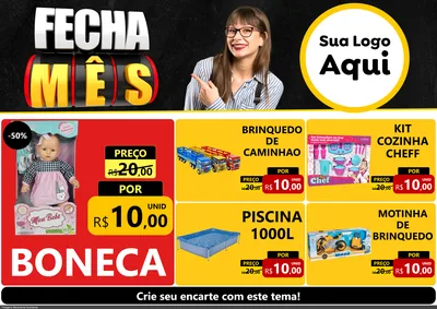 Modelo de Encarte para Encarte A4 Horizontal com o tema Fecha Mês para Brinquedos