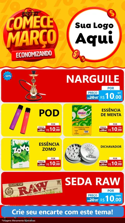 Modelo de TV para TV Vertical com o tema Comece Março Economizando para Tabacaria