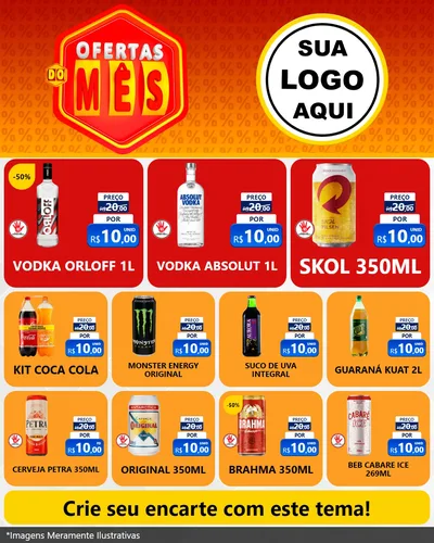 Modelo de Rede Social para Feed Instagram com o tema Ofertas do Mês para Distribuidora de bebidas