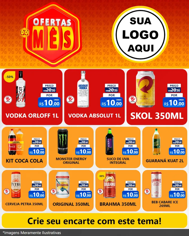 Modelo de Rede Social para Feed Instagram com o tema Ofertas do Mês para Distribuidora de bebidas