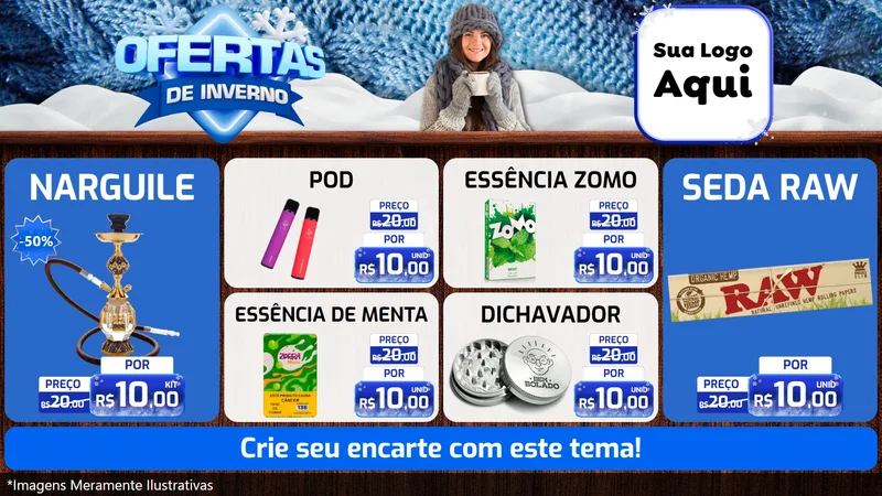Modelo de TV para TV Horizontal com o tema Ofertas de Inverno para Tabacaria