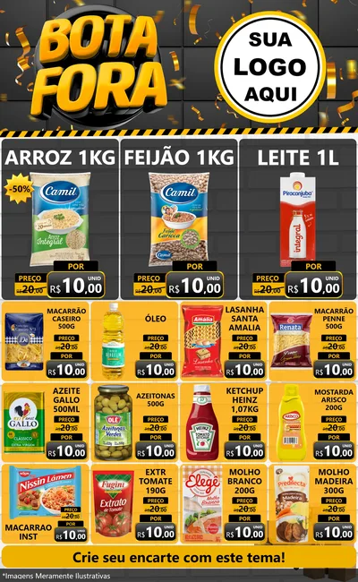 Modelo de Encarte para Encarte Grande com o tema Bota Fora para Supermercado