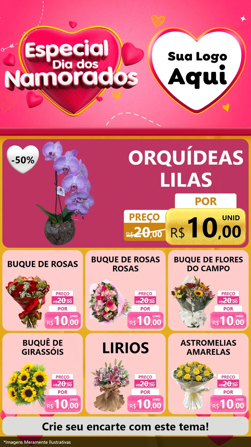 Modelo de Rede Social para Stories com o tema Especial Dia dos Namorados para Floricultura e jardim