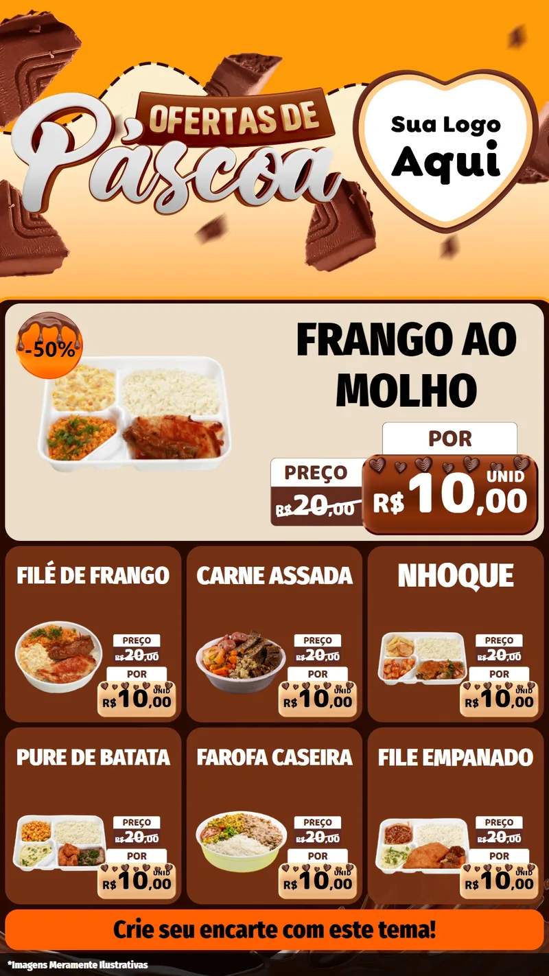 Modelo de Rede Social para Stories com o tema Ofertas de Páscoa para Restaurante