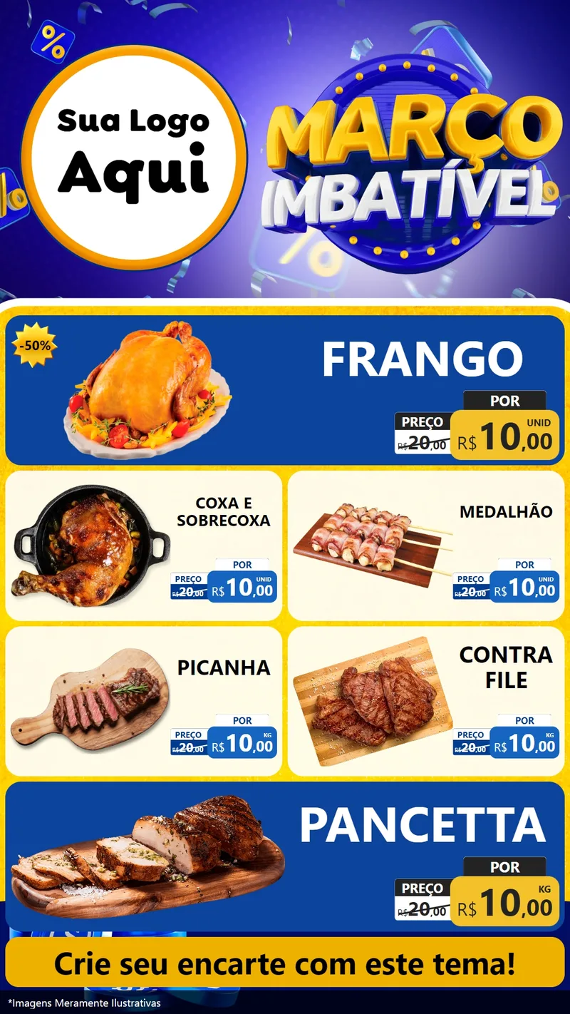 Modelo de TV para TV Vertical com o tema Março Imbatível para Assados