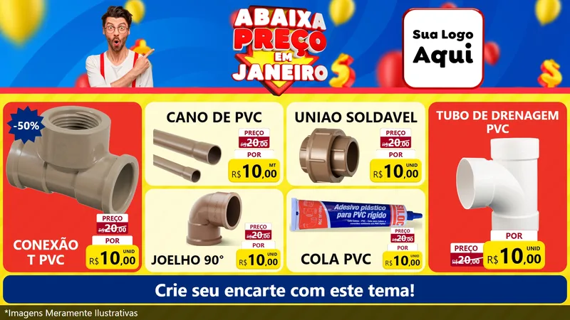 Modelo de TV para TV Horizontal com o tema Abaixa Preço em Janeiro para Tubos e conexões