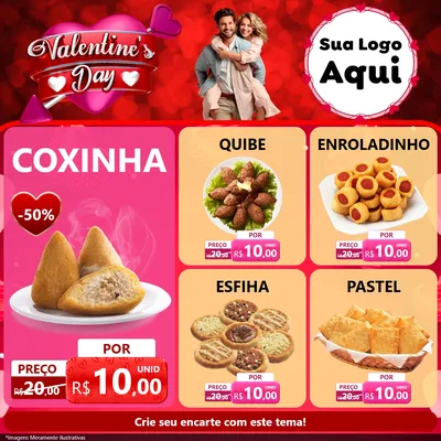 Modelo de Rede Social para Feed Facebook com o tema Valentine's Day para Salgadaria