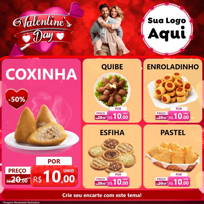 Modelo de Rede Social para Feed Facebook com o tema Valentine's Day para Salgadaria
